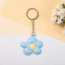 Small Fresh Bright PVC Flower Keychain Simulation Stitching Small Flower Pendant Cute Bag Hanging Decoration Keychain - Multicolor - View 9