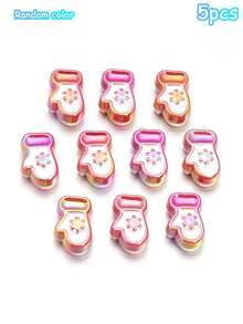5pcs Acrylic Colorful Oil Drip Christmas Cartoon Bell Snowman Beads DIY Phone Chain Backpack Decoration Accessories Material - Multi-color Plated Christmas Beads - View 8