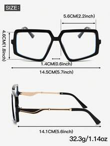 1PC Unisex Square Contrast Color Elegant Metal Decor Plain Lens Glasses Frame, Y2K Retro Street Style, Daily Wear, Vacation - Clear - View 12