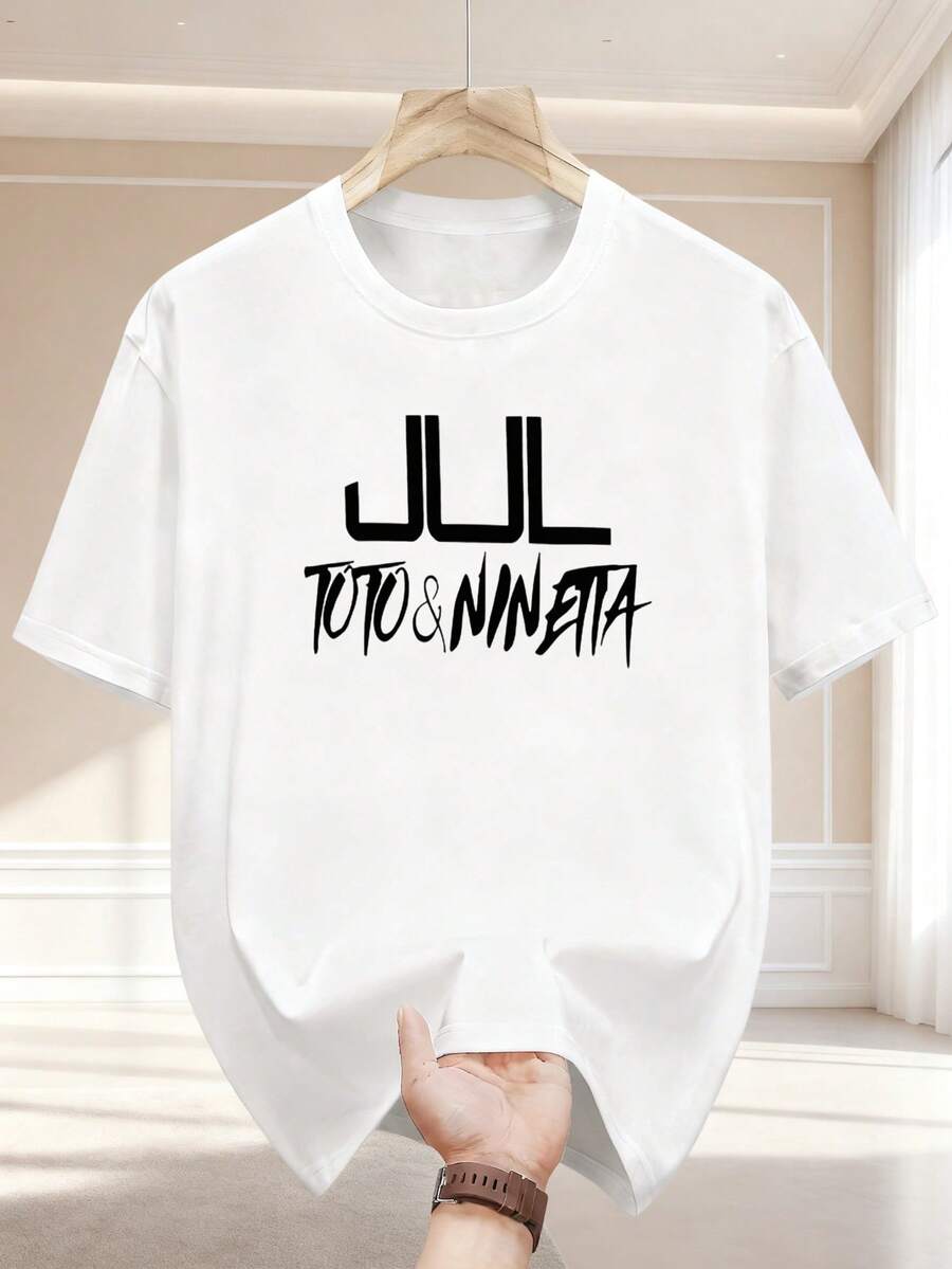 Unisex Adult T-ShirtUnique Fun‑Patterned Pure‑Cotton Unisex Daily Layering Crew‑Neck Short‑Sleeve Tee - White - View 1