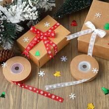 1 Roll 5 Yards Christmas Winter Red & White Snowflake Transparent Ribbon, Christmas Theme Snowflake Print Gauze Ribbon, Suitable For Handmade DIY, Gift Box Packaging, Bows, Christmas Decoration Satin Ribbon (No Paper Spool) - Multicolor - View 3