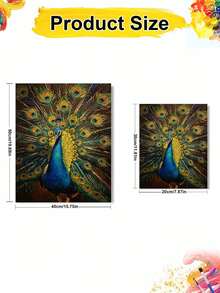1pc Digital Oil Painting Set, Peacock DIY Handmade Art, Home Wall Decor, Canvas Oil Painting Decoration, Holiday Gift, Includes Brushes And Paints - Sets - View 4