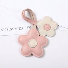 1Pc PU Leather Flower Bag Charm, Color‑Block Floral Pendant, Backpack & Handbag Hanging Decoration, Christmas Gift - Multicolor - View 3