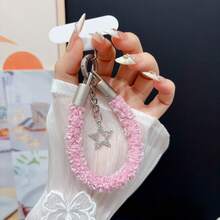 Plush Fuzzy Phone Wrist Strap With Star Pendant, Soft Fluffy Anti‑Lost Phone Lanyard With Patch, Multi‑Color Cute Phone Charm Wristband For Phone Case - Multicolor - View 11
