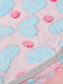 Coral Fleece Autumn/Winter Pet Blanket, Pink And Blue Heart Pattern, Thickened, All-Season Warm, Machine Washable, Dog Accessories, Cat Supplies, Not Suitable For Large Dogs - Multicolor - View 8