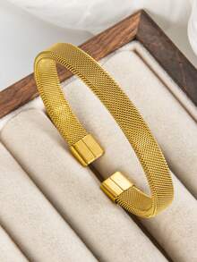 1 buah Gelang Stainless Steel Matte Vintage Terbuka, Tahan Air & Tahan Pudar, Perhiasan Pergelangan Tangan Minimalis untuk Pria, Hadiah - szgss012 - View 9