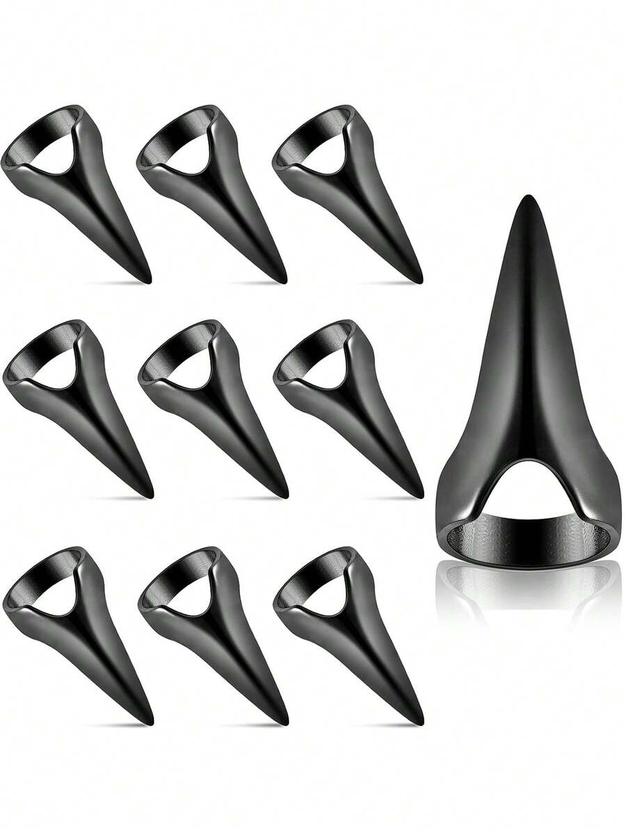 10pcs Hair Sectioning Tools Gothic Style Nail Art Finger Role Play Claw Metal Full Finger Rings Suitable For Braiding, Curling, Hair Extensions, Wigs And Hair Accessories Hair Styling Tools - Multicolor - View 1