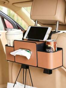 Multifunctional Car Seat Back Organizer, Dual Cup Holders + Tissue Box + Phone Storage, Easy Installation, Keep Car Interior Tidy - Multicolor - View 7