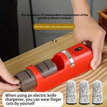 Professional USB Electric Knife Sharpener - Portable And Efficient, Suitable For Home And Chef Use, Equipped With Lithium Battery, Fine Abrasive Grit, USB Rechargeable, 1200mAh Battery, Made Of Durable ABS Material, Perfect For Kitchen Knives, Kitchen Knife Sharpener | Sleek Design Sharpener | Durable ABS Sharpener - Multicolor - View 3