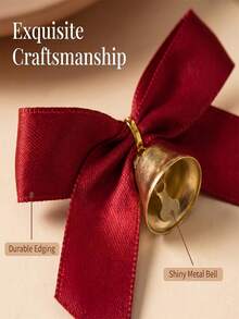 18pcs Red Mini Ribbon Bow Bells With Bell Caps Suitable For Holiday Gift Wrapping, Christmas Decorations, New Year Crafts - Satin Texture Bows, Craft Ribbon For DIY Present (No Feathers) - Multicolor - View 6