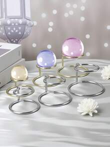 1pc Multi-Size Double-Layer Ring Metal Crystal Ball Base Stand, Rose Gold/Silver Vintage Iron Art Display Rack, Desktop Creative Storage Rack For Decorations, Crafts, Round Ball Ornaments - View 2