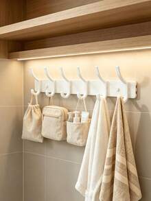 6 Hooks Wall Mounted Storage Rack, Nursery Room Organizer, Baby Room Clothes Hanger, Coat Hat Towel Holder, Space Saving Home Storage - Hook Up - View 4