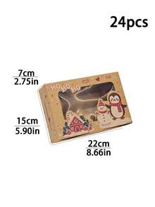 2pcs/5pcs/10pcs Brown Christmas Window Gift Boxes, Cute Snowman Penguin Santa Claus Boxes, Suitable For Holiday Snacks, Cookies And Candies, Perfect For Christmas Party Favors - View 15