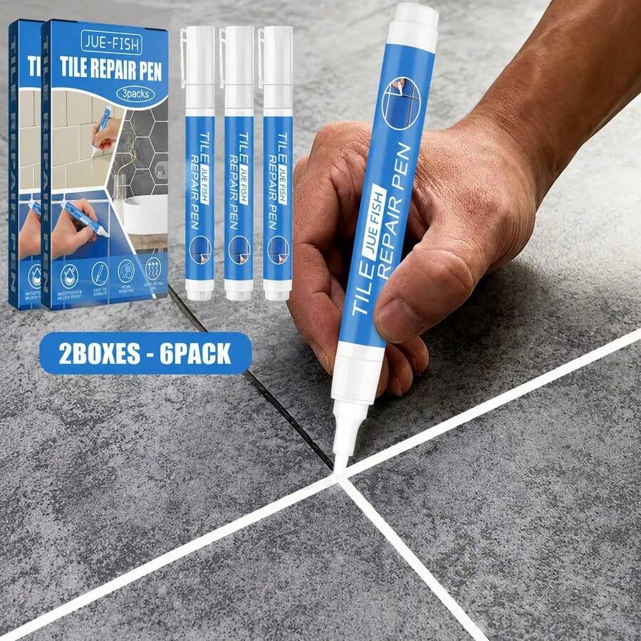Jaysuing Liquid Tile Repair Pen, Waterproof Tile Grout Pen, Suitable For Floors And Walls, Tile Grout Colorant And Sealant, Used To Repair Cracked Or Damaged Tiles, DIY Repair For Shower, Bathroom, Kitchen, Stain-Resistant Formula