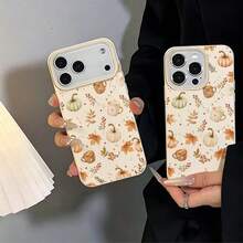 1pc TPU Material Warm Autumn Healing Pumpkin Maple Leaf Coffee Pattern Phone Case Compatible With IPhone 17 Pro Max/17/16 Pro Max/15/13/12/11/ S20 FE/A15/S24/A55/ Note 11/Note 12/Note 13 Pro Full Coverage Anti-Drop Soft Shell Phone Protective Cover - White - View 5