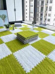 16-Piece Household Solid Color Splicing Mat, Decorative Bedroom Puzzle, Thickened Foam Floor Carpet Mat, Plush, Customizable Solid Color Splicing Mat.Bedrooms, Living Rooms, Cloakrooms, Rental Home Decoration, Front Adhesive Decoration, Bedside Adhesive, Sticker, Fabric Patch, Floor Protection, Mattress, Holiday Decoration - Multi-color - View 5