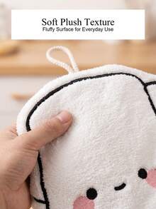 1pc Creative Poop & Toilet Paper Hanging Hand Towel, Soft Coral Fleece Absorbent Cartoon Hand Towel With Hanging Ring, Cute Japanese Style Kitchen Cloth & Bathroom Decor, Fun Practical Home Kitchen Housewarming Gift - Multiple Styles and Colors - View 5