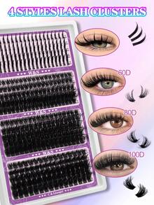 Waloshow 20 Rows 10-20mm D/DD Curl Pointed Lash Clusters + 60D 80D 100D/120D 140D 160D Cartoon Style Lash Clusters 0.07 Anime Style Lash Clusters Lash Extension Pointed Fairy Lash Clusters With Pointed Single Lashes Suitable For Beginners, Reusable, Suitable For Parties, Weddings, Dates, Halloween And Daily Wear Lash Clusters, Lash Clusters, Single Lashes, Lashes, False Lashes - DD - View 6
