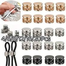 4/6/8/12/16/20Pcs No-Tie Shoelace Fasteners | Aluminum Alloy Spring Clips, Easy Installation, Cylindrical Dual-Hole Design, Anti-Slip Stopper, Suitable For Sports And Daily Footwear Metal Spring Cord Locks, Shoelaces, Backpacks, Drawstrings And Jackets Metal Adjustment Buckles - Multicolor - View 13