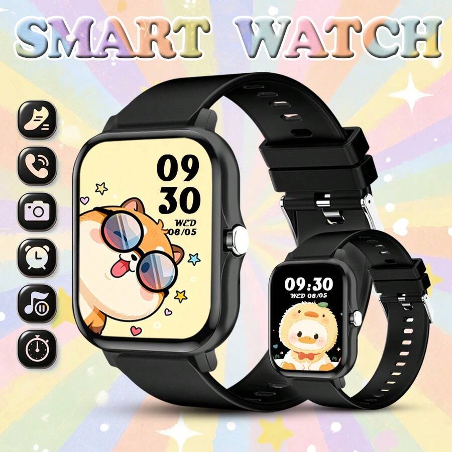 Jam Tangan Pintar Remaja, Baterai 180mAh, Pedometer, Kalender dan Alarm--Tali Silikon Multi-Warna, Desain Sporty, Hadiah Sempurna untuk Halloween dan Natal - View 1