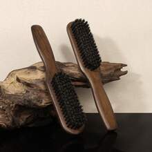 1/2pcs Boar Bristle Hair Brush, Moderate Softness, Smooths Frizz, Creates Silky Hair, Easy To Style, Unisex Wooden Handle Hair Comb, Essential For Back To School And Travel, Perfect Gift For Birthday And Graduation - Multicolor - View 6