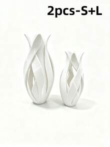 1/2pcs Creative Petal Wrapped Hollow Vase, Streamlined Artistic Floral Vessel, Desktop Dried Flower & Artificial Flower Storage Decor, Modern Luxury Style Living Room Entryway Tabletop Home Decoration Craft Vase - Bud Vase - View 15