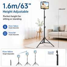 xnyocn 1.6-Meter Extendable And Adjustable Aluminum Alloy Universal Floor Stand For Phones And Tablets-Sturdy And Multifunctional For Live Streaming, Photography, And Watching Videos - View 2