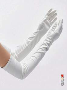 Multi-Color Long Elastic Evening Gloves For Women, Vintage Party, Gala, Ball, Photography, Decorative Arm Sleeves, Performance, Sun Protection Arm Covers, Gift - Multicolor - View 2