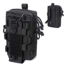 Bolsa Compacta para Cintura al Aire Libre, Portabotellas de Agua, Bolsa para Teléfono con Correa para el Hombro para Acampar, Senderismo, Pesca - Negro - Ver 1