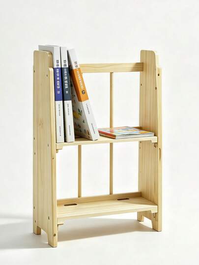 Freestanding Fir Wood Book Shelf, Easy‑Assemble Multi‑Layer Open Storage Rack, Natural Solid Wood Book Organizer Unit, Space‑Saving Vertical Display Shelf For Books Magazines Stationery, Light‑Duty Storage Furniture For Dorm Apartment Desk Corner