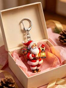 Santa Claus Series Pattern Keychain, Multiple Styles Available, Party Pendant, Multi-Functional Keychain Decoration, Phone Charm, Backpack Charm, Key Charm, Car Charm, Party Fashion Accessory, Fun 2D Acrylic Accessory, Suitable For Backpack, Bag, Car Key Charm And Daily Use, Great Choice For Couple Gift, Party Supplies, Christmas, Halloween Gift - Multicolor - View 2