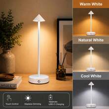 LED Rechargeable Multifunctional Desk Lamp, Built-In 1800mAh Lithium Battery, Touch Switch, Three-Color Lighting, Adjustable Brightness, Home Decor Night Light, Metal Body, Suitable For Bathroom, Living Room, Study, Bedroom, Dining Room, Holiday Gift - Desk Lamp - View 10