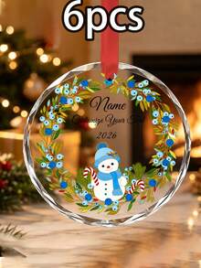 Custom Christmas Ornament, Personalized Name And Text Holiday Hanging Decor, Festive Snowman Wreath Style, Customized Christmas Tree Ornament, Customizable Wall Hanging Keepsake, Christmas Home Decor, Holiday Gift 2026, Room Decor, Family Gift - Style B - View 13