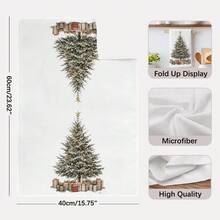 2 Buah Handuk Dapur, Motif Pohon Natal & Karangan Bunga, Gaya Minimalis 40*60cm Handuk Dapur Mikrofiber Persegi Panjang, Kain Lap Piring, Taplak Meja, Handuk Tangan, Dekorasi Dapur Natal, Dekorasi Rumah, Hadiah Pindah Rumah untuk Tetangga, Serbet Dapur & Kain Lap Piring, Dekorasi Rumah, Hadiah, Sempurna untuk Penggunaan di Dapur dan Kamar Mandi - Putih - View 3