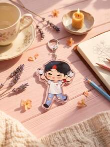 1Pc/6Pcs K-Pop Themed Acrylic Keychains, Featuring Chibi Member Fun Costume Designs (Yellow Suit, Formal Wear, Black Jacket, Flower, Lightstick), Fashionable Bag Charm, Suitable For Back To School, Gift For K-Pop Fans, Exquisite Collection, All Season - Multicolor - View 11