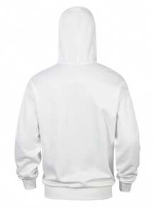 Men's Plus Size Spring/Autumn Sports Casual Loose Fit Hoodie Sweatshirt - White - View 4