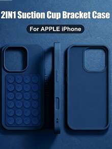 حامل هاتف 2 في 1 مطور بكوب شفط، متوافق مع 16/15/11/12/13/14/17 Pro Max Plus/17 AIR، بطانية خلفي مقاوم للصدمات - أزرق غامق - مشاهدة 30