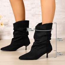 Women's French Style Versatile Ankle Boots, New Autumn/Winter Chunky Heel Back Zipper Fashion Ankle Boots, Size Runs Large, Recommend Choosing One Size Down - Black - View 8