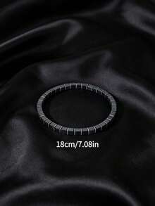 Unisex Minimalist Square Bead Elastic Bracelet, Simple Hematite Elastic Wristband Daily Fashion Accessory - Bracelet - View 4