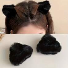 1/2/6pcs Super Cute Fluffy Cat Ear Side Hair Clips, Suitable For Forehead Strands And Princess Hairstyle, Half-Up Ponytail Bangs Clip, Daily Wear And Hair Accessory Gift - Multicolor - View 7