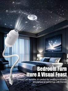 2-In-1 USB Starry Sky Projector Light, High-Definition Galaxy Projection Lamp, 360° Rotating Night Light, Romantic Dynamic Atmosphere Light, Suitable For Car, Home, Bedroom, Night Light - Multicolor - View 3