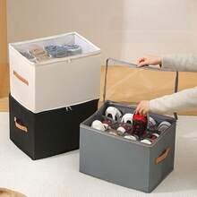 Foldable Fabric Shoe Box, Holds Up To 12 Or 16 Pairs Of Shoes, Large Capacity Fabric Shoe Box With Lid, Adjustable Dividers, Transparent Cover, Waterproof And Dustproof, Foldable Storage, Multi-Functional All-In-One Design, Suitable For Home, School, Dormitory Wardrobe And Other Places, Dustproof And Moisture-Proof, Washable, Multiple Usage Methods - Multicolor - View 9