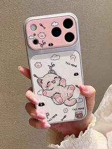 1件可愛貓咪皮革手機殼，適用於 iPhone 15 16 Pro Max、17 Pro Max、12 11 13 14，柔軟荔枝皮防摔保護殼，適用於 iPhone 18 Pro Max 18 Pro 時尚手機殼 - 彩色 - 查看 4