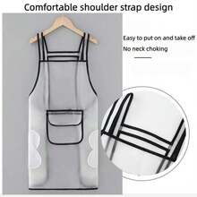 1pc Women's Elegant Semi-Transparent TPU Apron, Kitchen Cooking/Art Studio/Hair Salon Work, Oil-Proof & Water-Proof With Large Wipeable Pockets, Multiple Colors Available - 110cm / 43.31in - View 6