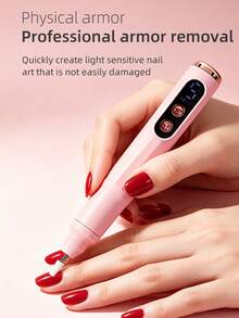 1 Set Rechargeable Nail Drill, Includes 11 Grinding Heads, Electric Nail Pen With Display Screen, Type-C Interface, 300mAh Battery Capacity, 5-Speed Variable, Suitable For Removing Dead Skin, Calluses, Nail Trimming, Nail Removal, Nail Polishing - Multicolor - View 3