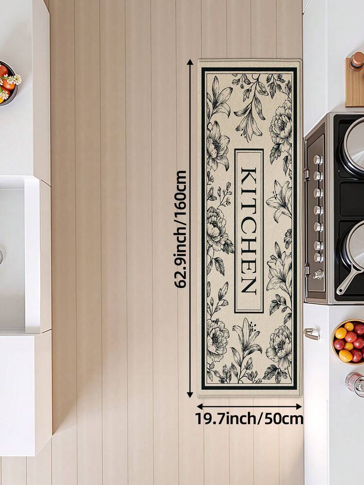 DAJIANG 1pc Vintage Rose Long Runner Rug, Suitable For Bathroom, Kitchen, Outdoor, Hallway, Bedroom, Living Room, Machine Washable Easy To Clean, Non-Slip Entryway Mat, Bedroom Decor Carpet - Multicolor - View 13