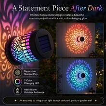 Solar Mandala Pattern Projection LED Wall Light, 1/2pcs Outdoor Solar Decorative Light With Switch And Ni-MH Rechargeable Battery, Waterproof Landscape Light For Yard, Patio, Stairs, Holiday Party Decoration - Outdoor Projector Light - View 4