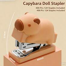Cute Cartoon Animal Stapler, Mini Portable Small Student Stapler, Soft Rubber 3D Adorable Design, Effortless Operation, Suitable For Student Book Binding, Office Document Organization, Desktop Stationery, Girly Gift Decor - A - View 5