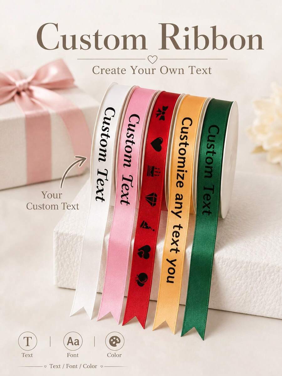 [Halloween] Customized Ribbon 25mm Personalized DIY Ribbon, Gift Wrapping, Birthday, Wedding, Anniversary, Woven Ribbon Bow Decoration Gift, School Supplies - Multicolor - View 1