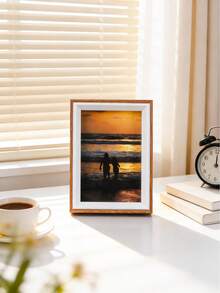 1pc Dual-Color Wood Grain Photo Frame, Desktop & Wall-Mounted Dual-Use Picture Frame, Rustic Home Memory Photo Display Frame, Bedroom Living Room Apartment Dorm Aesthetic Home Decor, Housewarming Birthday Gift - Brown - View 9